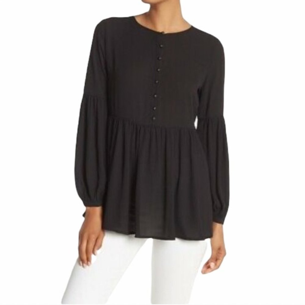 Banana Republic x Olivia Palermo Gathered Empire Blouse, Black Petite XXS